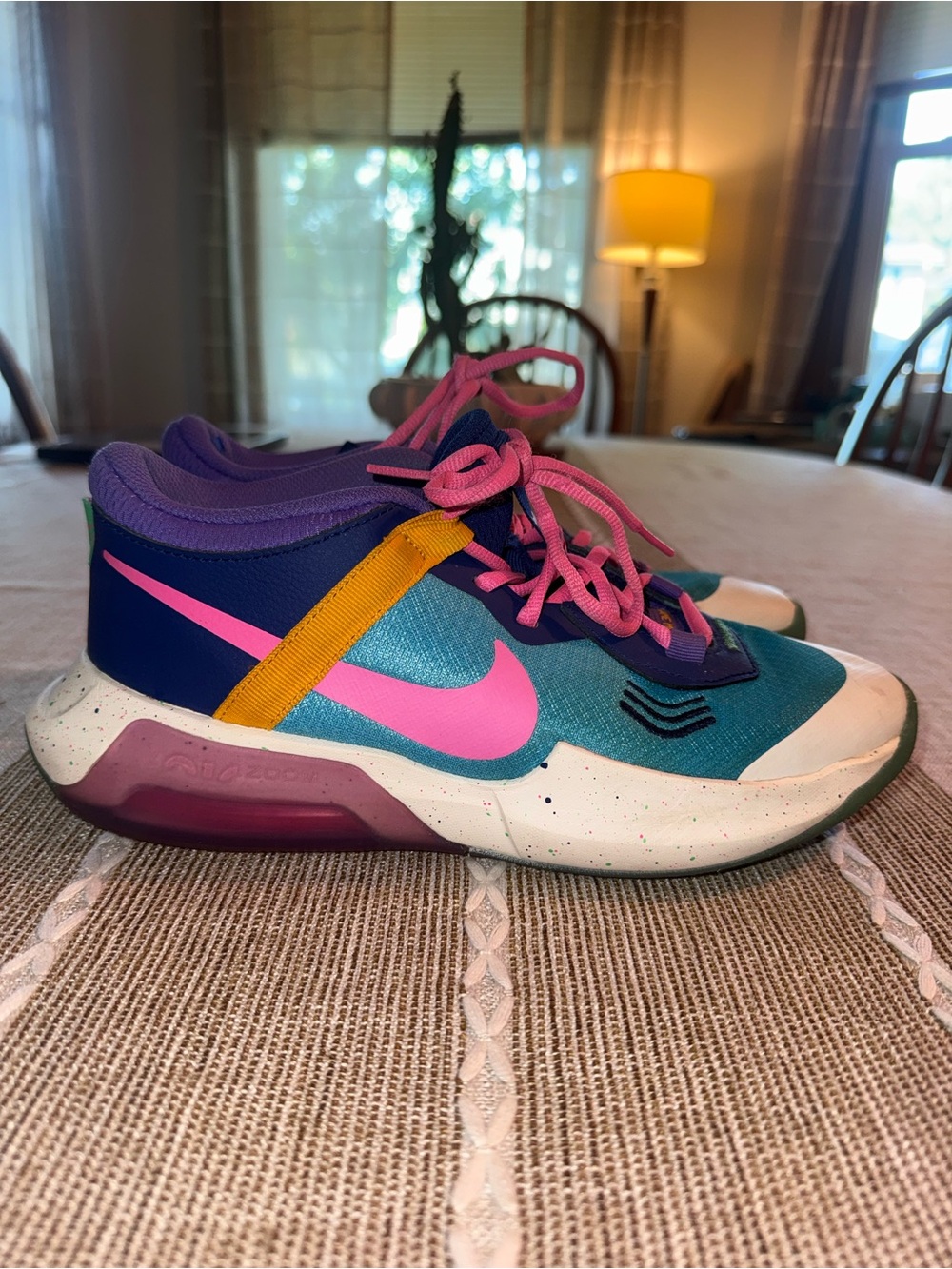 Nike Kids Teal Pink Purple Basketball Sneakers